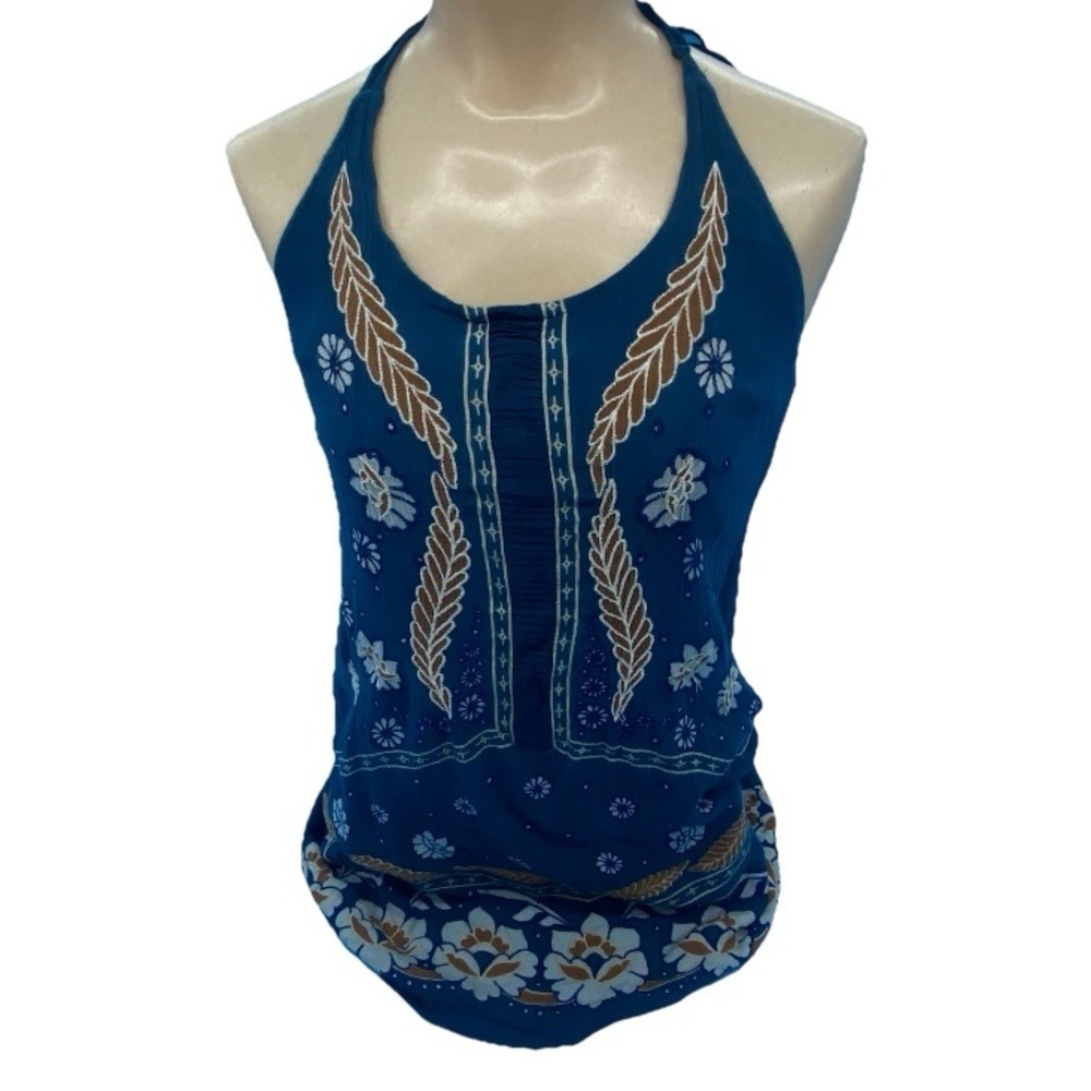 O’neil Blue Floral Halter Top Size XS